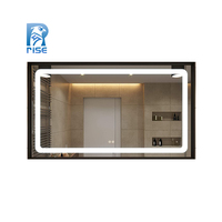 Cermin Pintar Modern Persegi Berbahan Aluminium Alloy dengan Layar Sentuh dan Sakelar Sensor LED, Cocok untuk Kamar Mandi Hotel, Ruang Tamu & Salon (Promo)