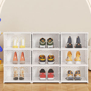 Caja de Almacenamiento de Zapatos de Plástico Transparente, Organizador de Zapatos Plegable y Apilable, Cajón para Armario o Entrada - Product Image 4