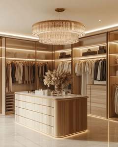 Modern Modular Cloakroom Wardrobe Furniture Customized Golden Border Hot Selling Quality for Home Workshop Apartment <b>Bedroom</b> Use - Product Image 5