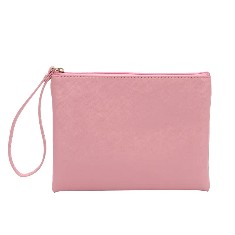 Bolsa de maquiagem lisa sacola de cosméticos macia rosa empoeirada com preço promocional
