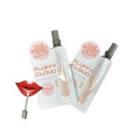 Emballage personnalisé de sachet de correcteur de 3 ml en plastique laminé avec bec verseur, emballage de brillant à lèvres avec pinceau à lèvres et mascara
