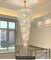 Lustre ovale en cristal d'intérieur personnalisé, finition dorée, lampe suspendue moderne pour salles de banquet, escaliers, fonction de gradation tricolore