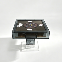 Table de poker automatique électrique de luxe personnalisée avec cadre carré en acrylique pour 4 joueurs, idéale pour les jeux de cartes en famille
