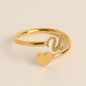 Anillos de Acero Inoxidable con Letras y Corazones para Mujer, Joyería Fina de Moda - Product Image 3