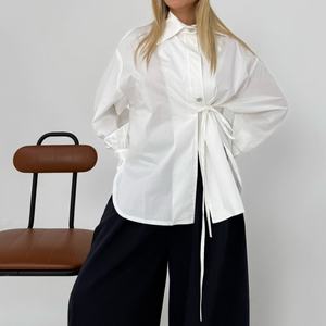 Nueva Camisa Informal Moderna para Mujer, Blusas y Top de Lino y Algodón de Manga Larga con Cintura Ajustada para Mujer OEM - Product Image 1