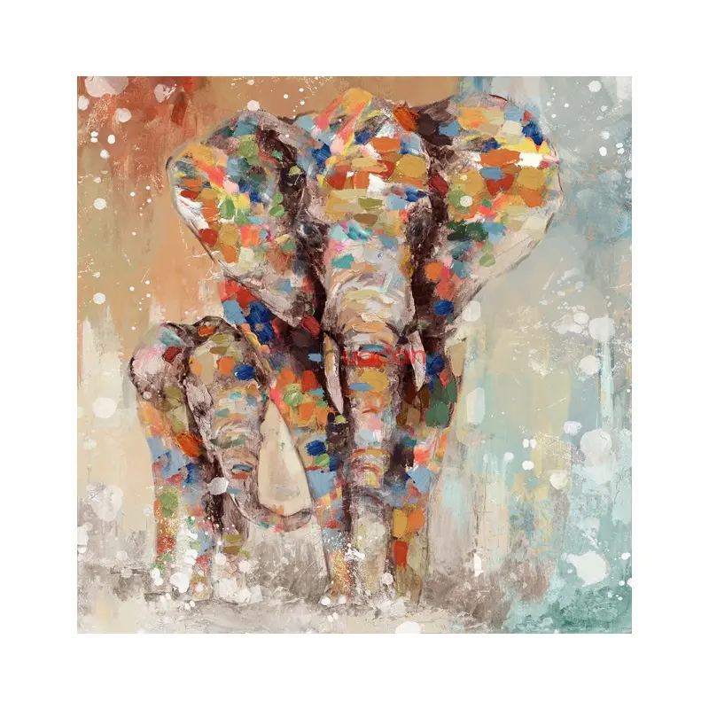 Huacan Framed Handmade Oil Painting On Canvas Elephant Customized Wall Art Drawing For Home Decor