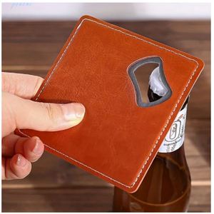 Wholesale Vintage PU Leather Bottle Opener <b>Coaster</b> Multi-functional <b>Drink</b> <b>Coaster</b> Bottle Opener for Beer Stylish Bar Accessory - Product Image 4