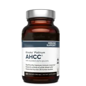Capsule di alta qualità AHCC Kinoko platino per il supporto immunitario, la funzionalità epatica, mantiene l'attività delle cellule Killer naturali 60 conteggi