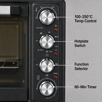 Four à Convection Compact Électrique 30L avec Rôtissoire et 2 Plaques de Cuisson pour Cuisine Professionnelle