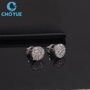 Hot Sale HPHT Lab Diamonds Stud <b>Earrings</b> Real 925 Silver Gold Plated Claw Setting Luxury Screw <b>Back</b> Stud <b>Earring</b> Jewelry - Product Image 2