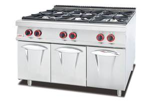 Cuisinière combinée de luxe Big Kitchen avec bouton en acier inoxydable, cuisinière à six brûleurs, cuisinière à gaz à 6 brûleurs avec armoire - Product Image 2