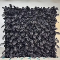 Toile de fond florale 3D de haute qualité, blanche et noire, avec plumes et fleurs, rideau enroulable pour mariage, fête, remise de diplôme, Pâques