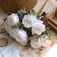 الجملة 9 رؤساء روز الزهور الاصطناعية ل لوازم ديكورات زفاف للمنزل