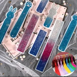 D72 DIY Hình Chữ Nhật Bookmark Silicone Khuôn Cai Trị Epoxy Resin Khuôn, Silicone Khuôn Cao Su Trang Sức Thiết Kế, Silicone Khuôn Resin