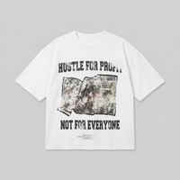 T-shirt blanc ample pour homme avec impression DTG personnalisée, illustration graphique de billet de banque graffiti, style Hip Hop, pour le commerce, pour le profit