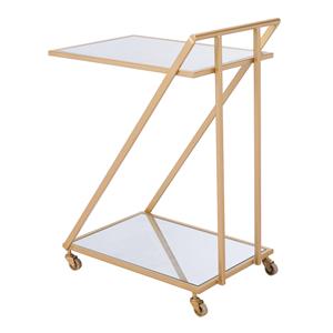 Carrito de barra rústico e industrial de 2 niveles, diseño de vidrio metálico con estilo de granja para el hogar, oficina, habitación de hotel, uso versátil - Product Image 4