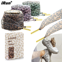 Lacets de chaussures personnalisés IRun à imprimé léopard, lacets délicats en ruban d'organza plats, lacets à thème animal sauvage