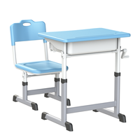 Ensemble de table et de chaise d'école en plastique à un siège de conception moderne pour l'école primaire et secondaire