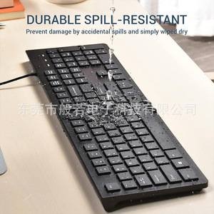 Teclado con cable de tamaño completo para EE. UU., 104 teclas, membrana, para uso en oficina, material plástico - Product Image 4