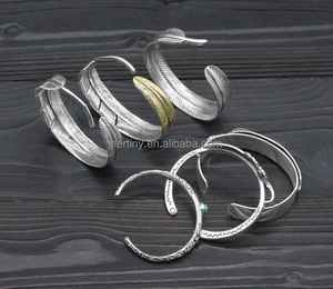Brazalete de Plata de Ley 925 Estilo Vintage, piedra turquesa, sonrisa, cara, hoja - Product Image 4