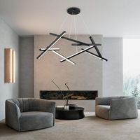 Lustre linéaire LED en tube noir au design simple, style minimaliste nordique, pour plafond haut, maison, escalier, villa