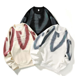 Sudadera Moderna con Logotipo Personalizado, Estilo Urbano, Color Block, Letras en Relieve 3D, Manga Larga para Hombre - Product Image 1
