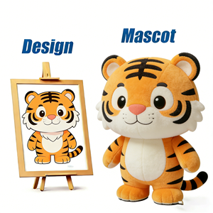 Costume de tigre orange en peluche personnalisable et ambulant, avec technique de broderie, vendu directement par l'usine, costume d'événement sur mesure - Product Image 1