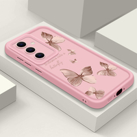 Étui souple papillon doré pour Galaxy A55 A17 A54 A15 A56 A16 A35 A25 5G S25 S24 S23 S22 Ultra Plus S23 FE Housse de téléphone
