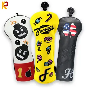 Nieuw Design Pu Lederen Driver Hybride Fairway Golfhoes Zwart Wit Golfclub Headcover Golf Houten Hoofdbedekking Met Hoge Kwaliteit