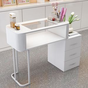Table de Manucure Style Crème Blanche Multifonctionnelle – Ensemble Complet Luxe Léger et Simple avec Rangement Intégré pour Salon de Manucure - Product Image 3