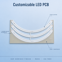 Carte PCB LED CEM-1 personnalisable à rétroéclairage, ensemble de bandes incurvées à 3 arcs, finition de surface OSP pour éclairage, carte PCB OEM