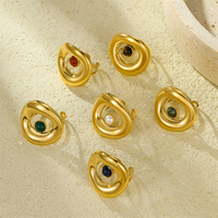 Creux en acier inoxydable rond avec pierre bagues empilables pour femmes accessoires à la mode à la main mode bijoux féminins