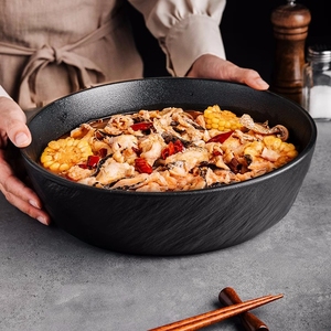 Vendita calda roccia fantasia 12 pollici di grande capacità Pasta Noodle Ramen Bowl Hotel Catering ceramica da servire ciotole per zuppa - Product Image 2