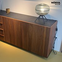 Console multimédia NORYA de luxe en noyer noir extra large de 2,1 m, grand meuble de rangement pour salon, salle à manger, en bois de noyer