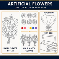 Bouquet artificiel de roses rouges avec hortensias bleus et plumes dans un papier à deux couches pour la décoration de sa maison, cadeau pour elle