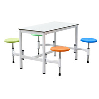 Ensemble table et chaises de cantine modernes et minimalistes en panneaux ignifuges, adaptés aux écoles et usines ; table à manger extensible pour 4 personnes
