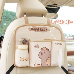 Capy Bara Car <b>Seat</b> Back <b>Storage</b> Bag Multifunctional Organizer With Pockets For Car Interior Use - Product Image 2