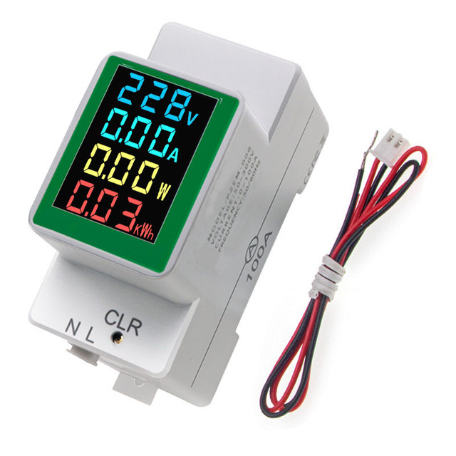 PZEM-008 Digital Display Multi Functional AC Din Rail Meter Voltage Current Meter Active Power Energy Meter Detector 100A