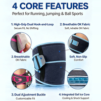 Manchon de compression réutilisable en gel froid personnalisé, enveloppe de glace en gel solide pour genouillère, enveloppe rafraîchissante souple à enfiler avec Velcro pour l'entraînement
