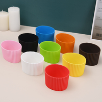 Ensemble de tasses en céramique réutilisables avec couvercle et support, manchon en silicone pour tasse à café
