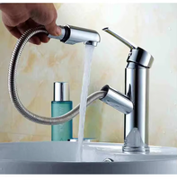 Robinet de lavabo design avec bec extractible en acier inoxydable poli de qualité supérieure