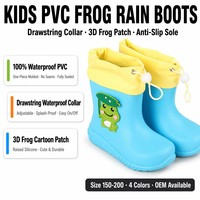 Bottes de pluie pour tout-petits anti-éclaboussures avec cordon de serrage, fermeture réglable, en PVC antidérapant, pour enfants, personnalisables OEM
