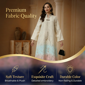 ชุดอาบายะห์ผู้หญิงแบบหรูหรา ปักลายไล่เฉดสี ทรงหลวมยาว สไตล์เรียบร้อย รับผลิตแบบ OEM - Product Image 5