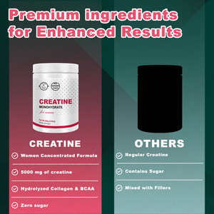 Creatina Monoidrato in Polvere per Donne con Collagene e <span class=keywords><strong>BCAA</strong></span>, Integratore per Aumento Glutei, Creatina Vegana Senza Zucchero per Crescita Muscolare - Product Image 5