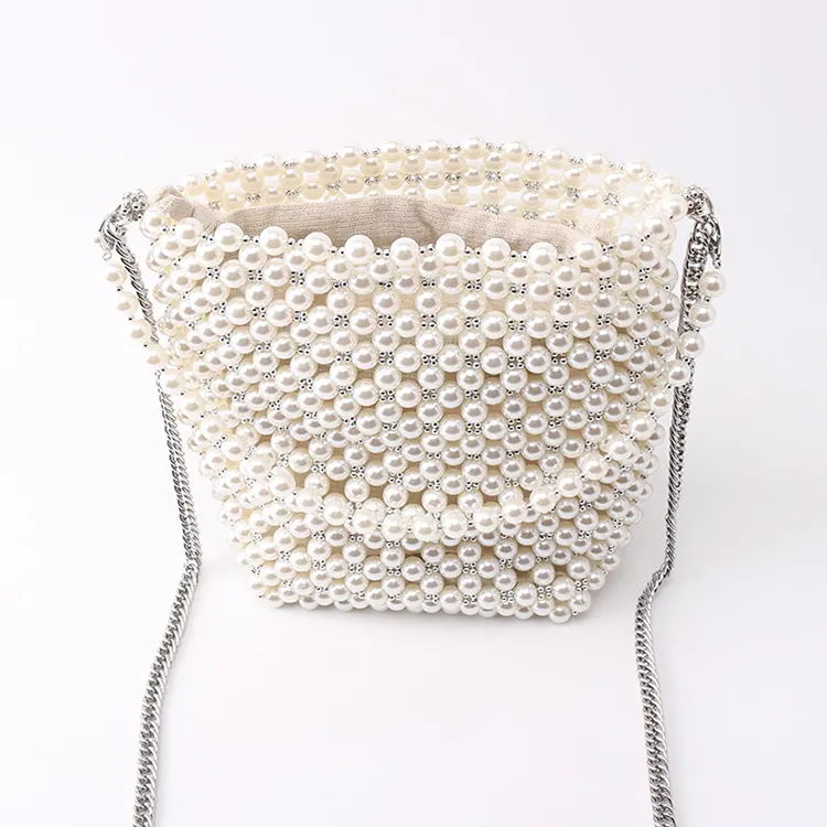 Customized Brand Premium Handmade Pearl Handbag Fashion Ladies Clothing Accessories Bead Bag Chain handbag For Store Display