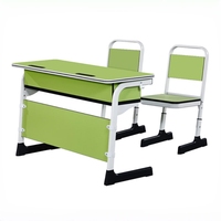 Ensemble de chaise et de bureau d'écolier moderne pour deux personnes, avec hauteur réglable, design en bois écologique