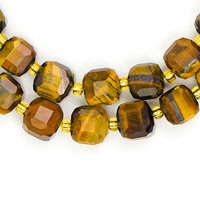 Perles en cube facetté œil de tigre Xulin en gros, 6, 8, 10 mm, pierres précieuses naturelles en forme de dés carrés avec effet chatoyant