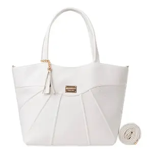 Bolso Tote Blanco para Mujer Fana Kaia, Clásico, Casual, con Cierre de Solapa, Microfibra, Cuero Sintético, Correa Extraíble, Uso Diario - Product Image 1