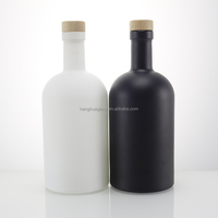 Bouteille en verre d'huile d'olive de style nordique noire mate personnalisée de 500 ml, bouteille en verre de 50 cl pour huile de cuisson, conteneur pour liqueur avec bouchon en bois