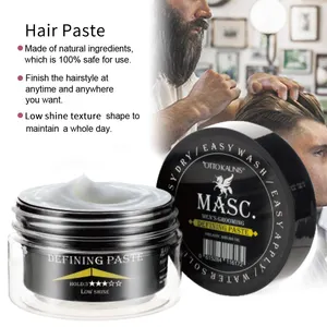 Label pribadi dapat disesuaikan pasta styling pomade lilin rambut alami tekstur tanah liat matte pria